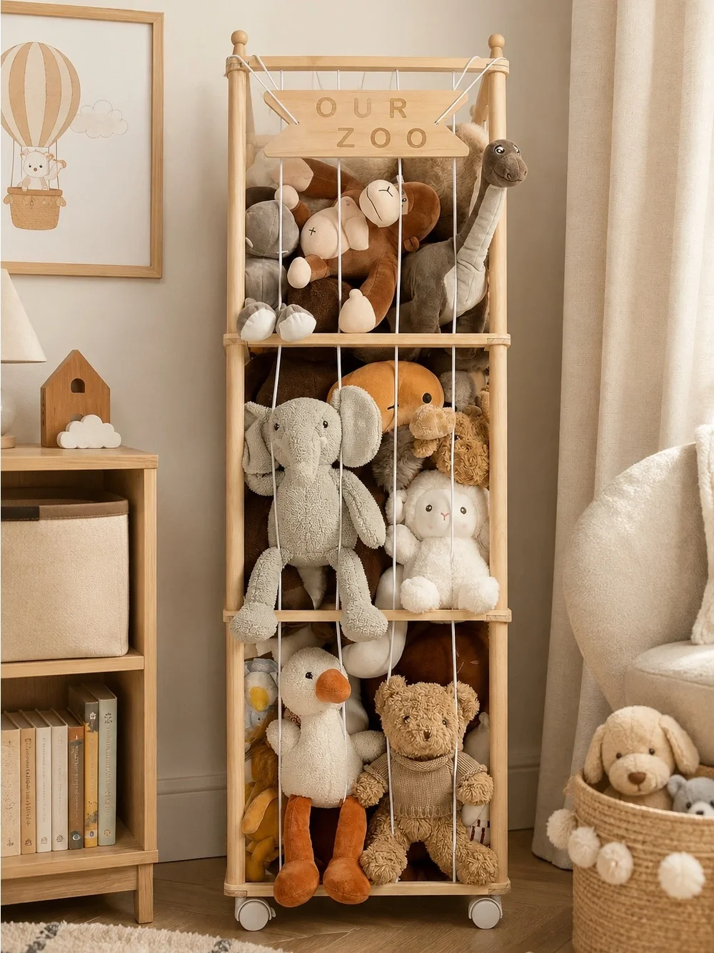 Mloong 54” Wooden Stuffed Animal Storage Zoo Cage Plush Toy Organizer